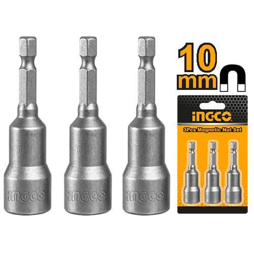 Набір магнітних торцевих головок 10 мм 1/4"×65 мм 3 шт. INGCO