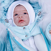Зимовий конверт комбінезон для новонароджених з ручками Космонавт ментол, фото 2