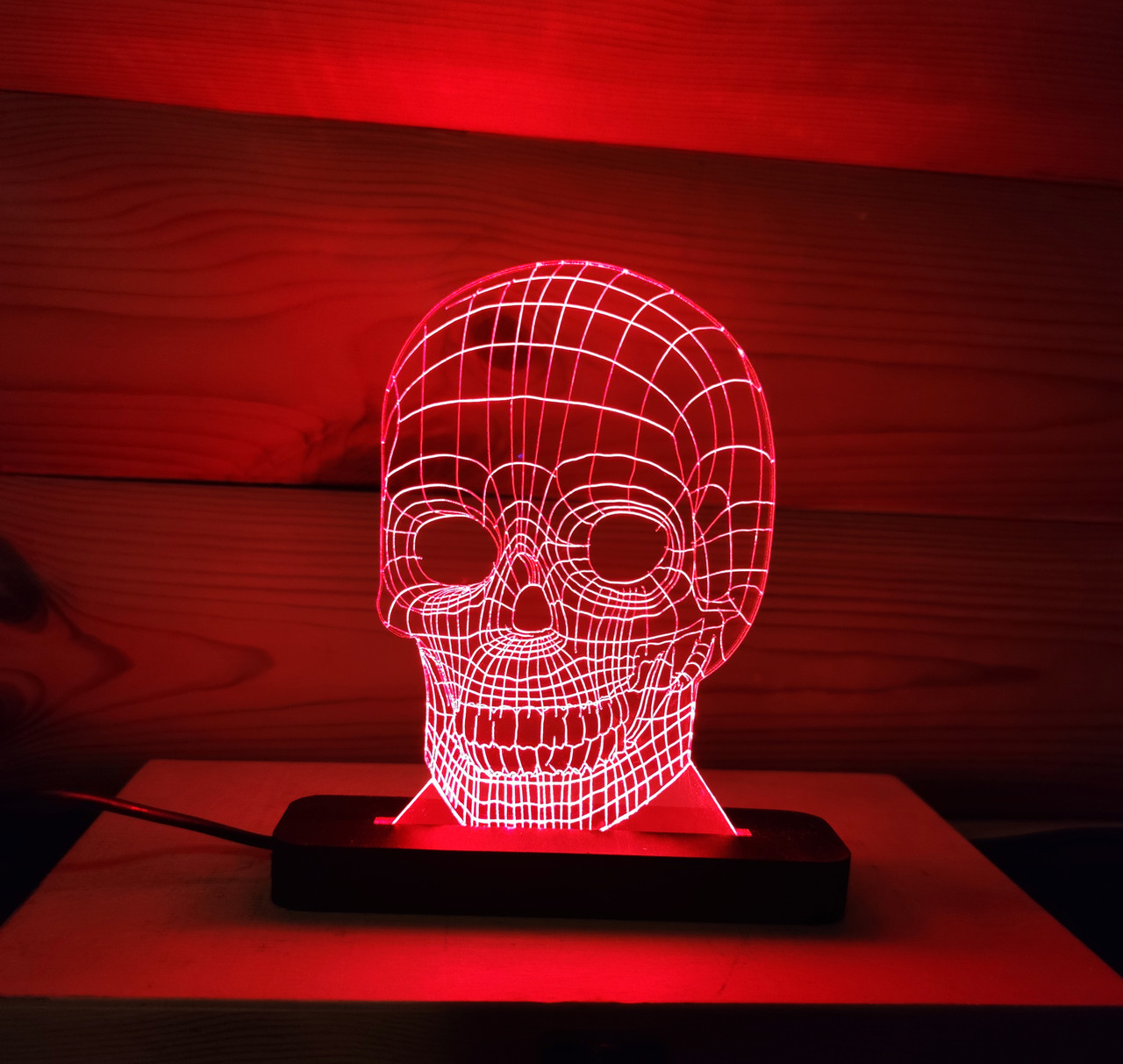 Нічник-світильник 3d Череп червоний AVA-000003