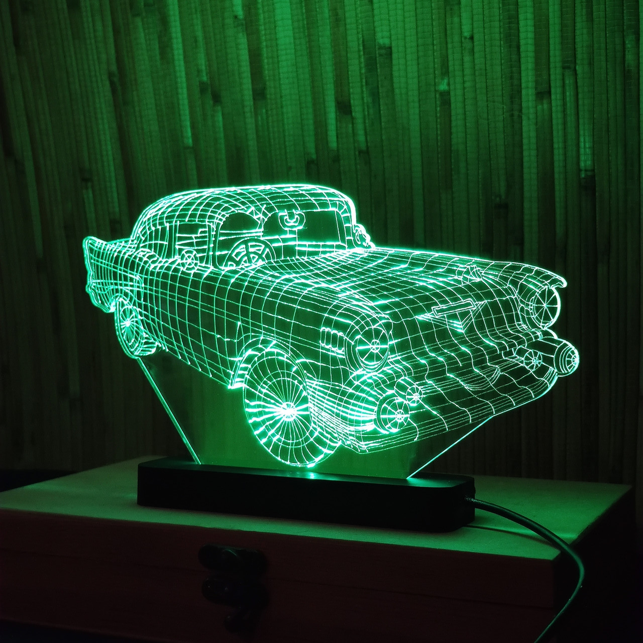 Нічник-світильник 3d Машина зелена AVA-000006
