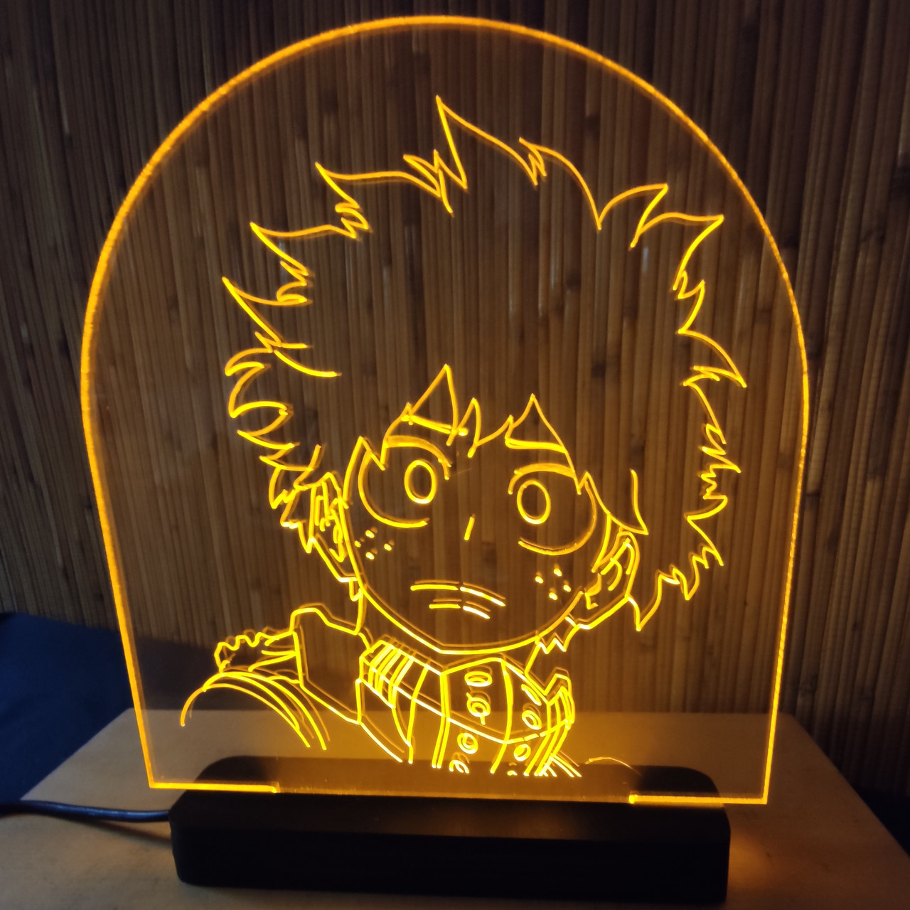 Нічник-світильник 3d Ізуку Мідорія (Izuku Midoriya) жовтий AVA-000021
