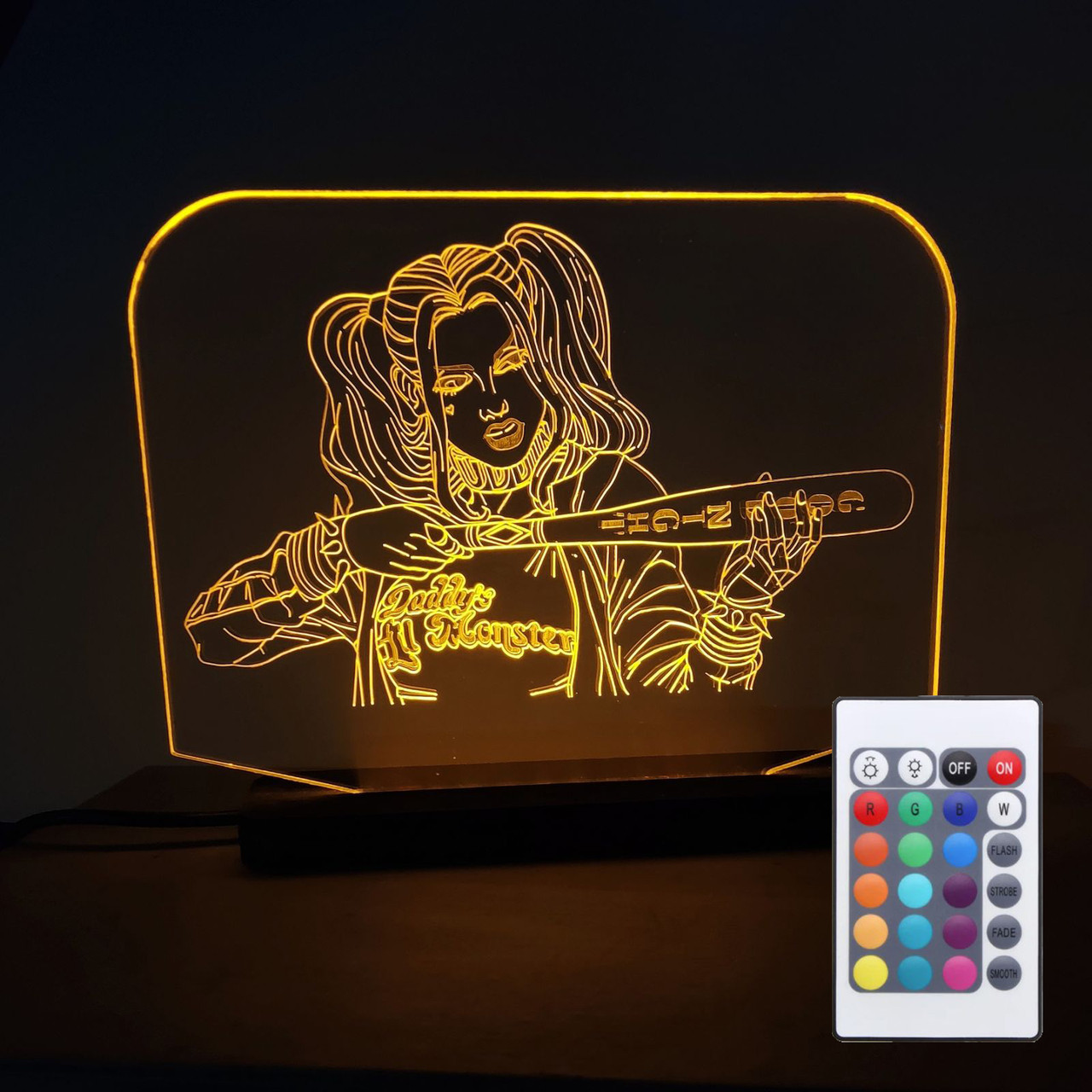 Світильник-нічник 3d з пультом 16 кольорів Харлі Квін (Harley Quinn) AVA-000030