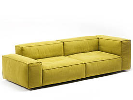 Диван лофт модульний прямий розкладний п'ятимісний MeBelle MODE+ 2,7 м у вітальню, жовтий гірчичний велюр