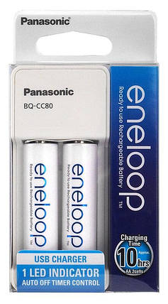 Зарядний пристрій для акумуляторів Panasonic BQ-CC55E AA/AAA Eneloop ready LED індикатор 4 канали, фото 1