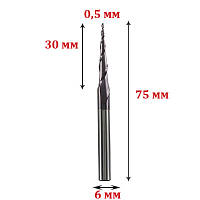 Фреза конусная для 3D обработки R0,5*30*D6*75 мм