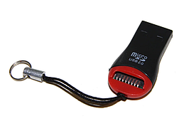 Кардрідер зовнішній USB 2.0, формат MicroSD, пластик, Black/Red