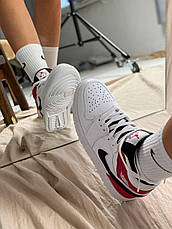 Жіночі кросівки Air Jordan 1 Mid White Black Gym Red 640734-116, фото 6