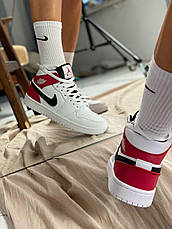 Жіночі кросівки Air Jordan 1 Mid White Black Gym Red 640734-116, фото 5