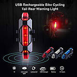 Задній велосипедний ліхтар, Мигалка, Вело Габарит (BLUE, 15LM, 5 led, 4 режиму, USB, до 12год роботи), фото 7
