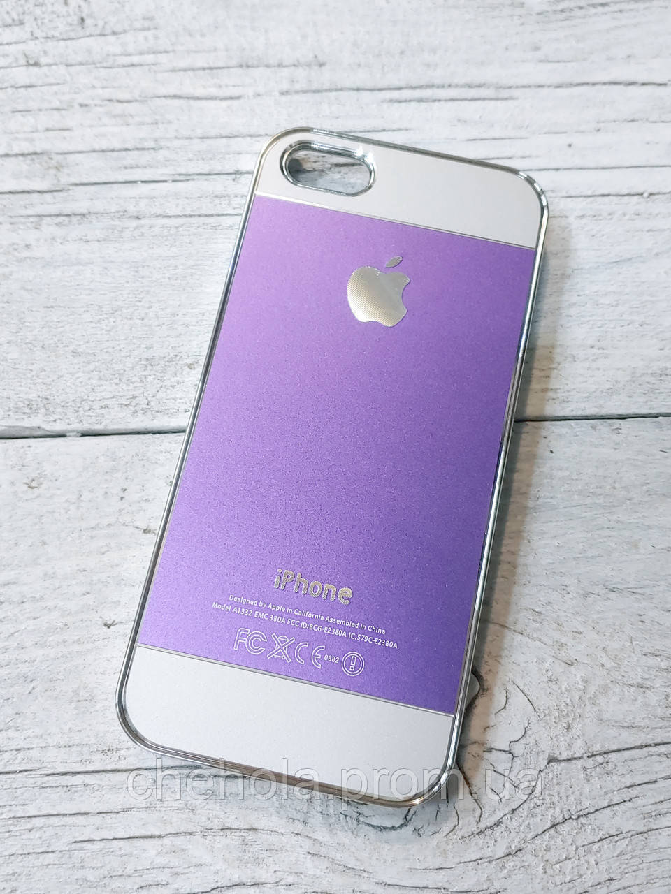 Протиударний Чохол для Iphone 5 5S SE Алюмінієвий Metal Chrome Фіолетовий/білий