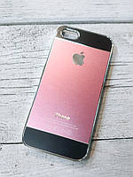 Противоударный Чехол для Iphone 5 5S SE Алюминиевый Metal Chrome Розовый/черный