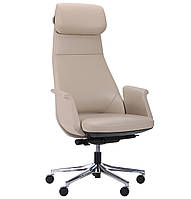 Офисное кресло руководителя бежевое в кабинет Absolute HB Beige класса люкс, кожаное современное для босса AMF