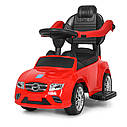 Дитяча каталка-толокар SX 1578-1, Mercedes, гумові колеса, шкіряне сидіння, білий, фото 4