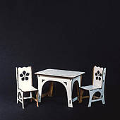 Дерев'яні іграшкові меблі "Стіл (прямокутний)+два стільця",арт.TNR10031