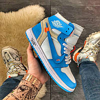 Мужские кроссовки Nike Air Jordan 1 Retro Off-White Blue найк аир джордан 1 ретро кросівки Nike Air Jordan 1