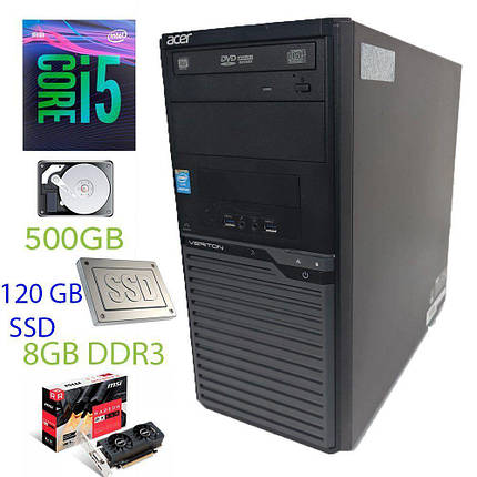 Acer Veriton M2631 Tower / Intel Core i5-4570 (4 ядра по 3.2 - 3.6GHz) / 8GB DDR3 / 120GB SSD new+500GB HDD /, фото 1