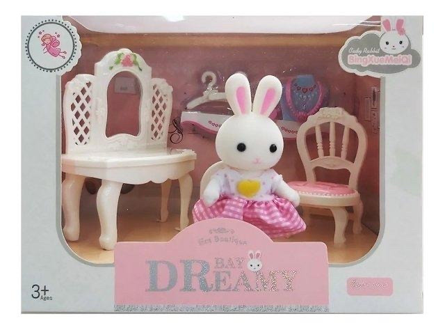 Набір меблів "Трюмо" з фігуркою зайчика (аналог Sylvanian families) арт. 6621-1, фото 1