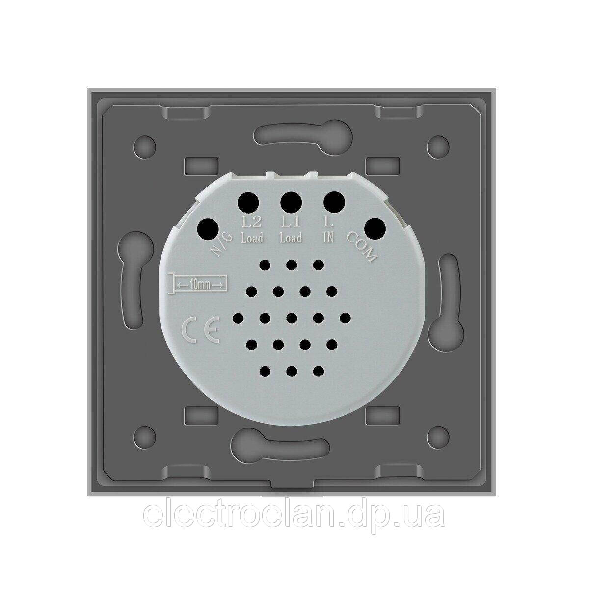 Сенсорная кнопка 2 сенсора Импульсный выключатель белый стекло Livolo (VL-C702H-11) Серый - фото 5 - id-p1334033263