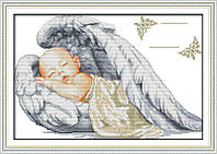 Набор для вышивания крестиком с печатью на ткани NKF Спящий ангел .Метрика K777 14ст