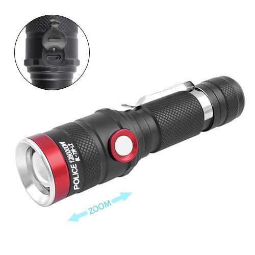Ліхтар Police 739-L2, ЗП micro USB, 1х18650, zoom, затискач, Box