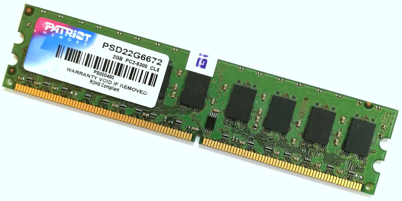 Оперативна пам'ять з корекцією помилок ECC Patriot DDR2 2Gb 667MHz 5300U 2R8 CL5 (PSD22G6672) Б/В