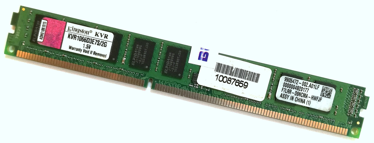 Оперативна пам'ять з корекцією помилок ECC Low Profile Kingston DDR3 1066MHz 2Gb 8500E 2R8 CL7 Б/У MIX