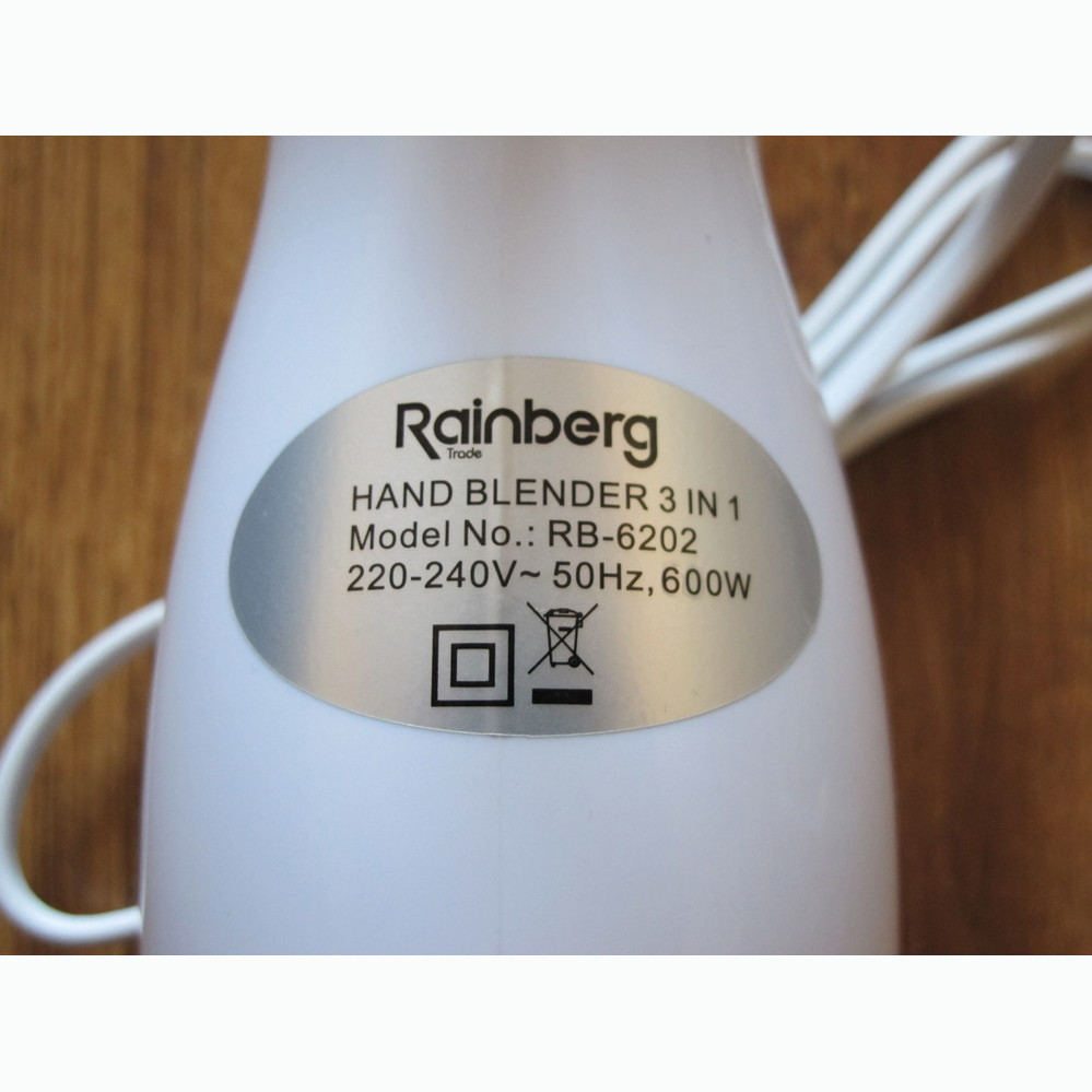 Блендер измельчитель ручной погружной кофемолка с чашей блендер-миксер Rainberg RB-6202 3в1 600 Вт - фото 10 - id-p1278795550