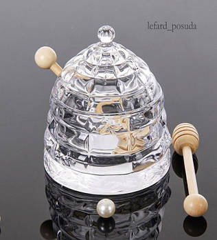 Банку для меду скляна з паличкою 355-003