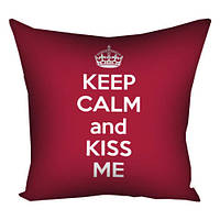 Подушка з принтом габардинова Keep calm and kiss me 30x30 см (3P_15L023)