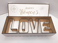 Красивая подарочная коробка к 8 марта "Happy Women's Day" со съемной крышкой