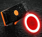 Супер яскравий задній ліхтар для велосипеда КРУГ (COB led, 5 режимів, USB, Вбудована батарея) вело габарит, фото 3