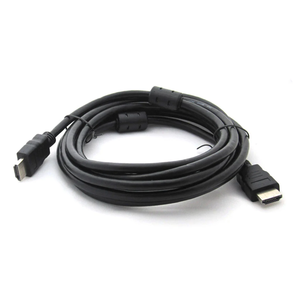 Шнур HDMI "Tcom" (шт.- шт.) Vers.-1,4, діам.-6 мм, gold, 2 м, чорний