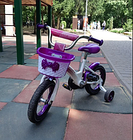 Детский велосипед для девочки KIDS BIKE CROSSER-3 колеса 12 дюймов с передней корзинкой и сидением для куклы