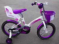 Дитячий велосипед для дівчинки KIDS BIKE CROSSER-3 колеса 18 дюймів з передньої кошиком і сидінням для ляльки