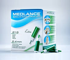 Ланцет Medlance plus безпечний, одноразового використання, стерильний Ехtra 21G, глибина проникнення 2,4 мм