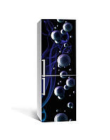 Наклейка на холодильник 60х180см Глянцевые сферы пузыри ПВХ с ламинацией Абстракция Синий