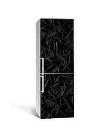 Декор 3Д наклейка на холодильник Чорний оксамит Шовк (плівка ПВХ фотодрук) 60*180см Текстура Чорний