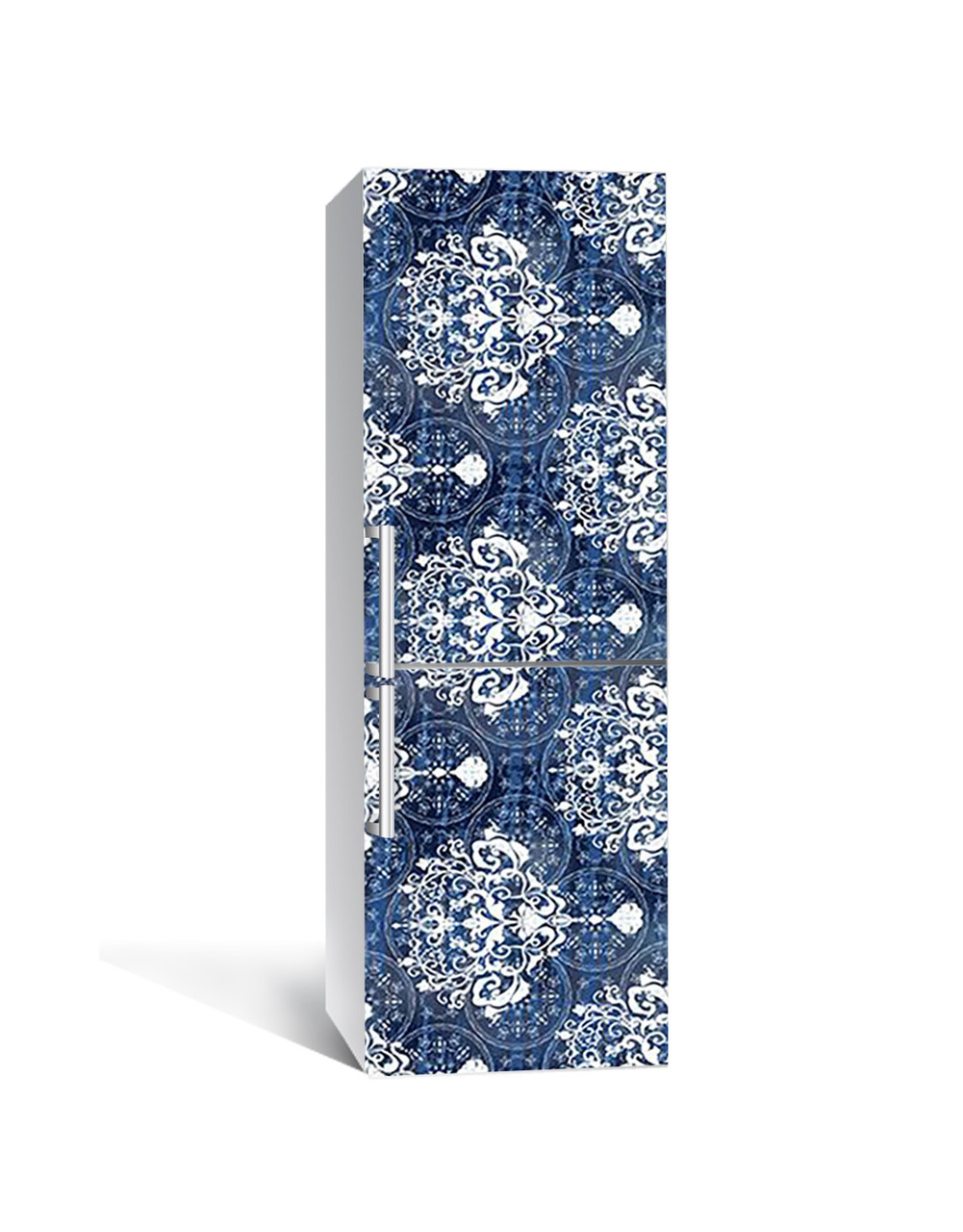 Вінілова наклейка на холодильник 3Д Сапфірний Вензель Візерунок (плівка ПВХ фотодрук) 60*180см Абстракція