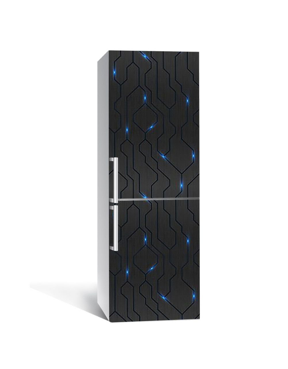 Вінілова наклейка на холодильник 3Д Мікросхеми (плівка ПВХ з ламінуванням) 60*180см Абстракція Чорний