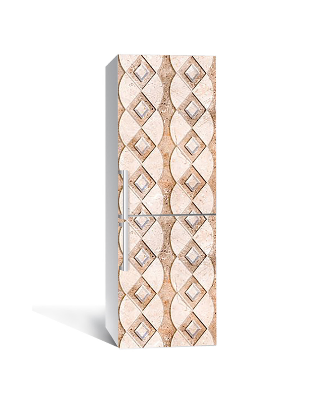 Вінілова 3Д наклейка на холодильник ромбових візерунок Камінь (плівка ПВХ фотодрук) 60*180см Геометрія Бежевий