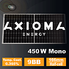 Сонячна батарея 450 Вт моно, AXM144-9-166-450, AXIOMA energy, 9BB half cell