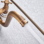 Змішувач для ванни з довгим виливом DECO-4 Бронза, фото 4