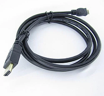 Шнур HDMI "Tcom" (шт.- шт.) Vers.-1,4, діам.-6 мм, gold, 1,5 м, чорний