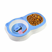 Миска для котів і собак подвійна Taotaopets 115506 Blue пластикова