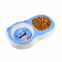 Миска для котов и собак двойная Taotaopets 115506 Blue пластиковая 2шт