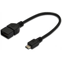 Кабель DIGITUS USB 2.0 (AF/microB) OTG 0.2m Black