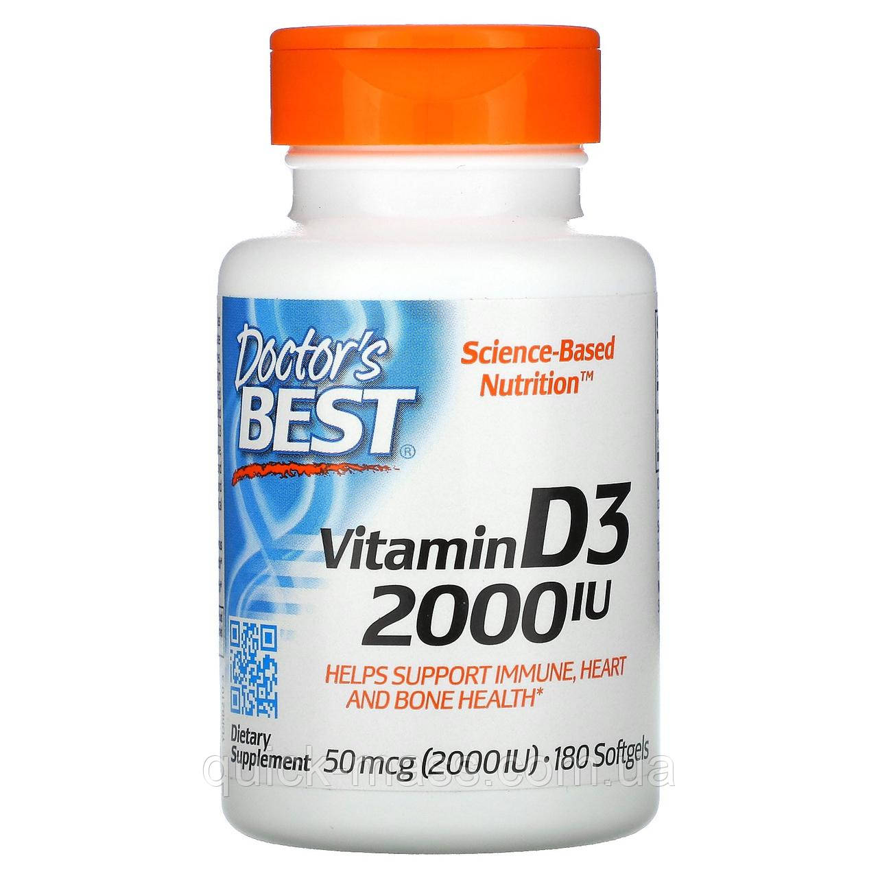 Витамин D3 Doctor's Best Vitamin D3 2000 IU 180 капсул