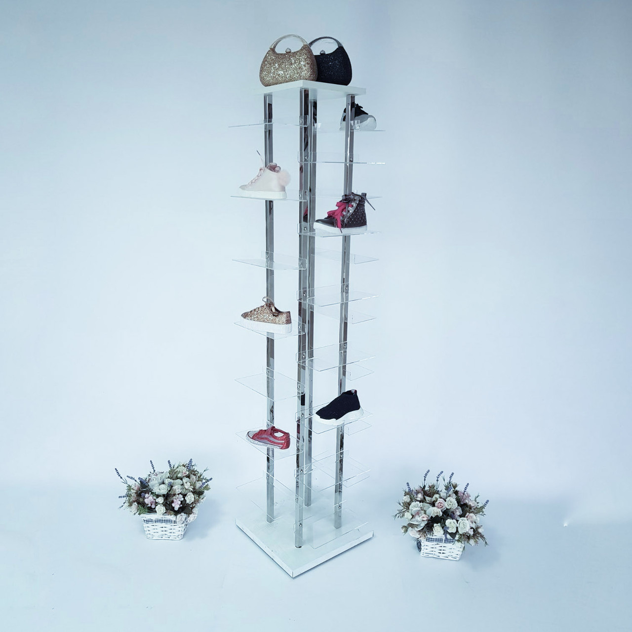 Торгова напольна стійка вітрина для магазину взуття, торгове обладнання, фото 1