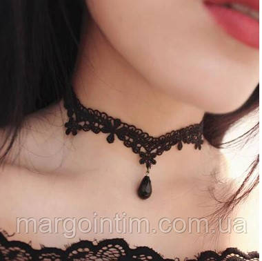 Чокер / Чорний   Капелька Мереживне намисто Прикраса для шиї, фото 1