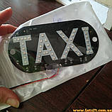 Табличка TAXI на лобове скло в прикурювач світлодіодна на присосках LED шашка для таксі Синя, фото 3